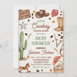 Invitación Chupinada de Ranch Personal para Bebé Vaquero 