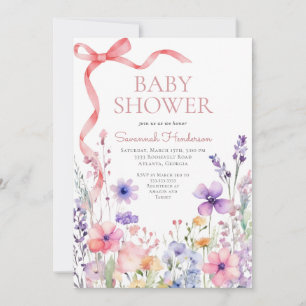Invitación Chupinada de Wildflower Pink Ribbon Baby