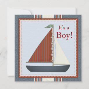 Invitación Chupinada del Barquito de Vela Rojo Azul