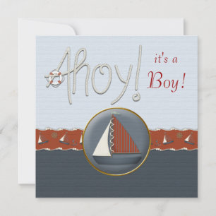 Invitación Chupinada del Barquito de Vela Rojo Azul