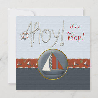 Invitación Chupinada del Barquito de Vela Rojo Azul