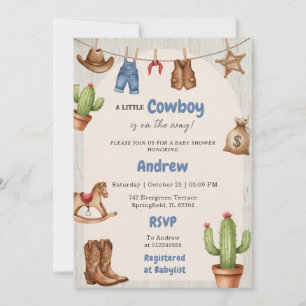 Invitación Chupinada digital de vaquero vintage para niño