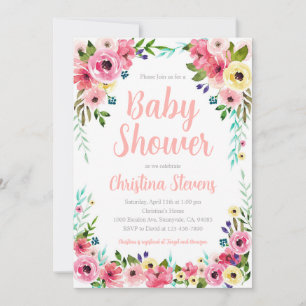 Invitación Chupinada floral con brillo para el bebé