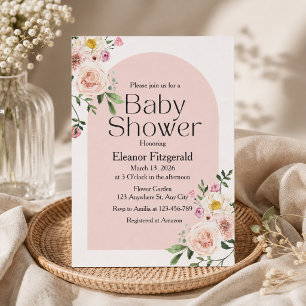 Invitación Chupinada Floral Elegante de Rosa para Baby Shower