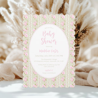 Invitación Chupinada Floral Verde Menta para Niña