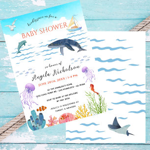 Invitación Chupinada moderna acuarela bajo el mar para baby s