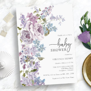 Invitación Chupinada Morada Elegante para el Bebé