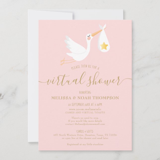 Invitación Chupinada virtual en línea para bebé a distancia d (Anverso)