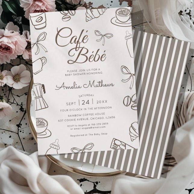 Invitación Chupito Café Brown Bow Baby Shower  (Subido por el creador)
