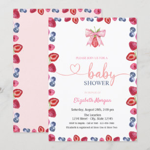 Invitación Chupito de agua de arándanos y fresas para baby sh
