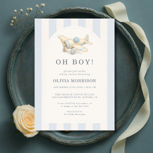 Invitación Chupito de avioneta para baby shower de niño
