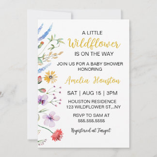 Invitación Chupito de Baby Shower de florecilla silvestre