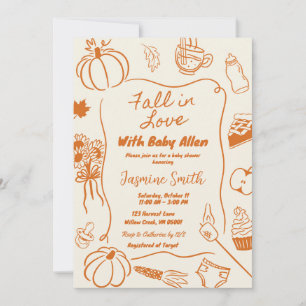 Invitación Chupito de Baby Shower Dibujado a Mano Cae en Amor