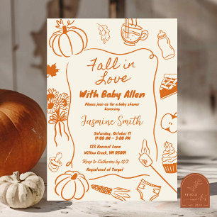 Invitación Chupito de Baby Shower Dibujado a Mano Cae en Amor