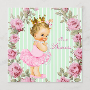 Invitación Chupito de baño de bebé de Rosa Menta Verde Rosa B