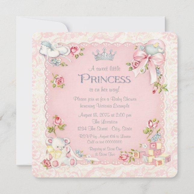 Invitación Chupito de Bautizo de Princesa Érase una Vez (Anverso)