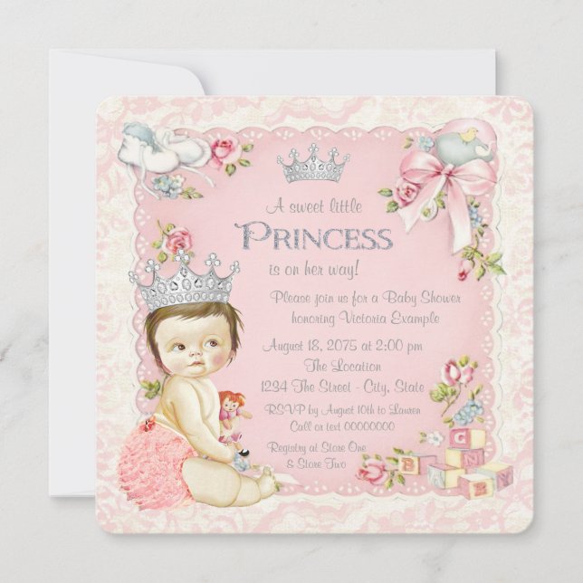 Invitación Chupito de Bautizo de Princesa Érase una Vez (Anverso)