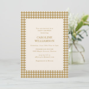 Invitación Chupito de bebé de cuadros de cuadros de miel dora