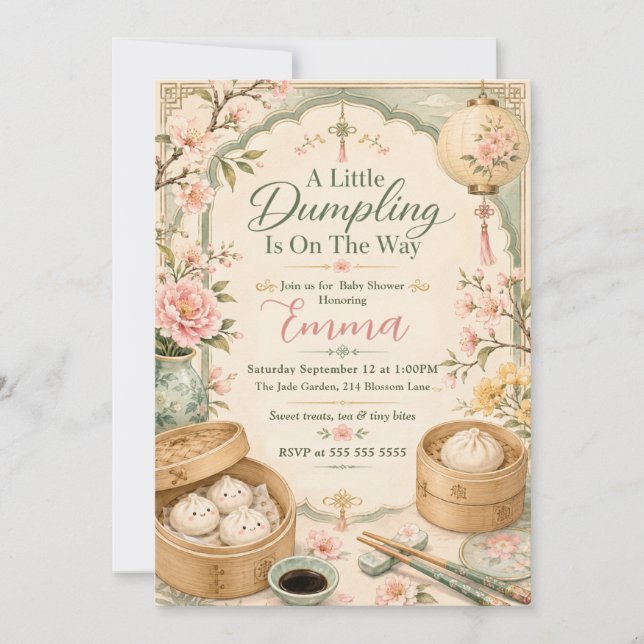 Invitación Chupito de bebé Little Dumpling (Anverso)