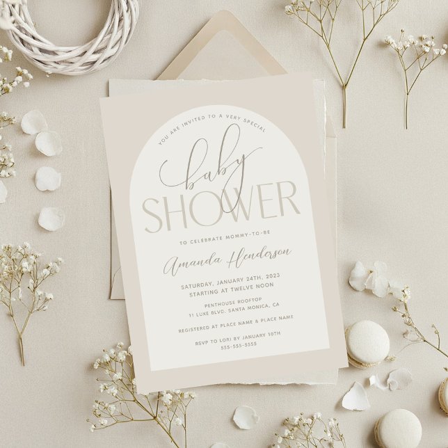 Invitación Chupito de Bebé Neutral Crema Baby Shower (Creamy Neutral Baby Shower Invitation)