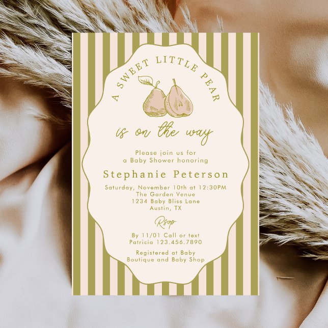 Invitación Chupito de Bebé Niña Pera Pequeña Dibujada a Mano  (Subido por el creador)