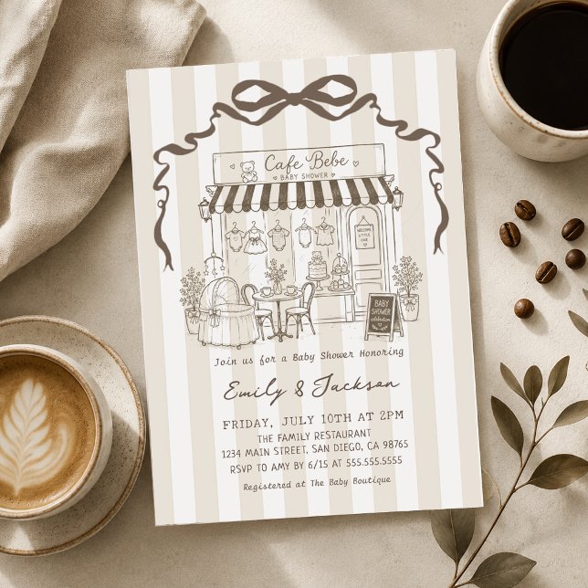 Invitación Chupito de Café para Bebé sin Género Café Marrón (Subido por el creador)