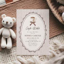 Invitación Chupito de Café Vintage Rayas Baby Shower
