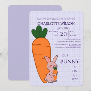Invitación Chupito de conejito y zanahoria para baby shower