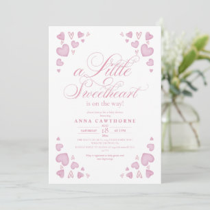 Invitación Chupito de Corazones Fiesta de Bebé Niña