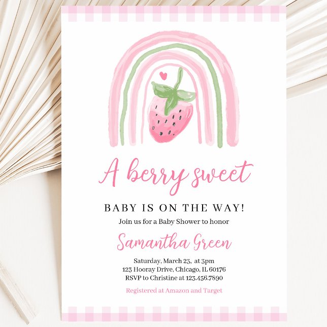 Invitación Chupito de Cumpleaños de Fresa Rosa (Subido por el creador)
