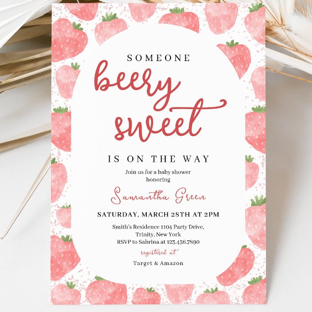 Invitación Chupito de Cumpleaños de Fresa Rosa (Subido por el creador)