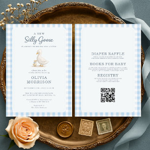 Invitación Chupito de Ganso Azul Todo en Uno para Baby Shower