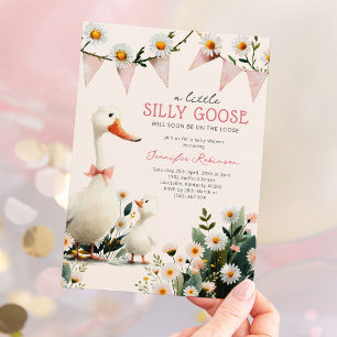 Invitación Chupito de Ganso Rosa Baby Shower para Niña