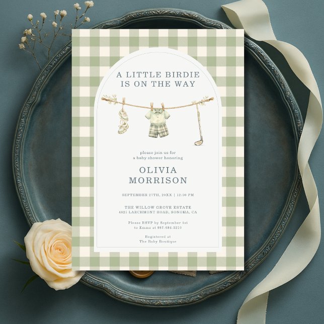 Invitación Chupito de Golf en Verde Sage Baby Shower (Subido por el creador)