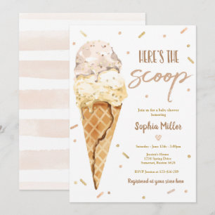 Invitación Chupito de helado para baby shower Aquí está la in