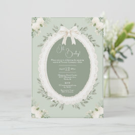 Invitación Chupito de Hortensia Fiesta de Bebé Vintage