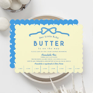 Invitación Chupito de mantequilla azul Baby Shower