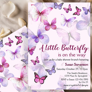 Invitación Chupito de mariposa acuarela rosa Baby Shower