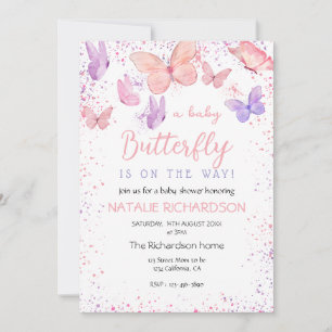 Invitación Chupito de mariposa rosa y morada