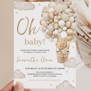 Invitación Chupito de oso para baby shower de género neutral