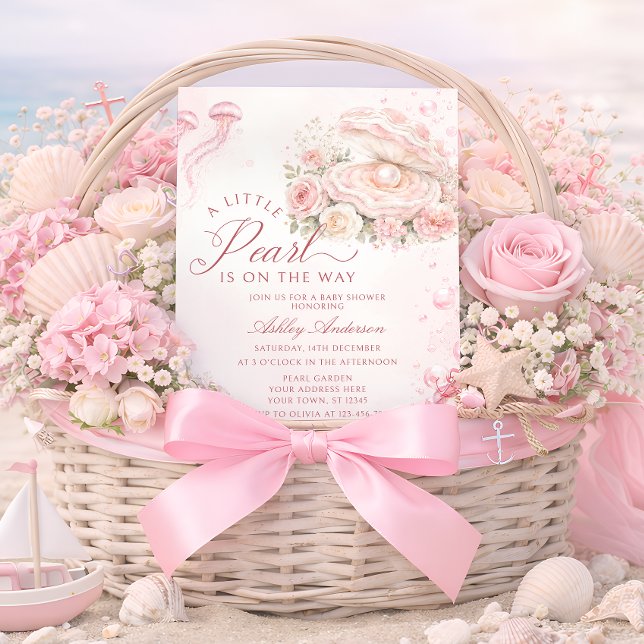 Invitación Chupito de perla bajo la ducha de bebé del mar (Subido por el creador)