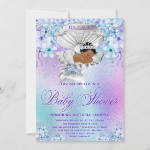 Invitación Chupito de sirena africana rosa y morado