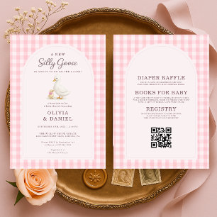 Invitación Chupito de Tonto Rosa Todo en Uno para Baby Shower