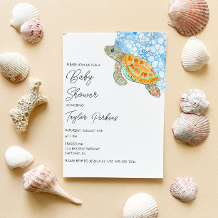 Invitación Chupito de tortuga marina de género neutro para ba