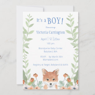 Invitación Chupito de zorro del bosque Escritura floral para