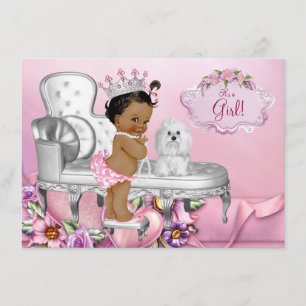 Invitación Chupito étnico de la princesa en silla rosa Baby S