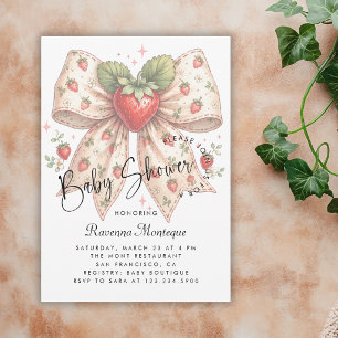 Invitación Chupito Moderno de Coquette de Fresa para Baby Sho
