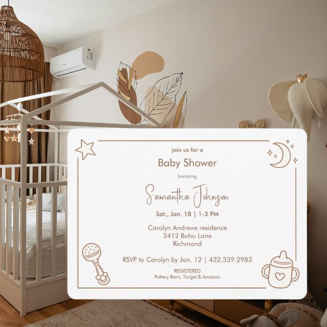 Invitación Chupito y Estrellas Simple Ducha de Bebé Neutral (Subido por el creador)