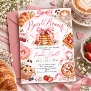Invitación Chupitos rosados y brunch en acuarela para baby sh