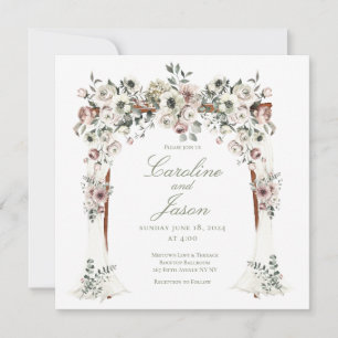 Invitación Chuppah Floral Canopy Rubor Boda blanco